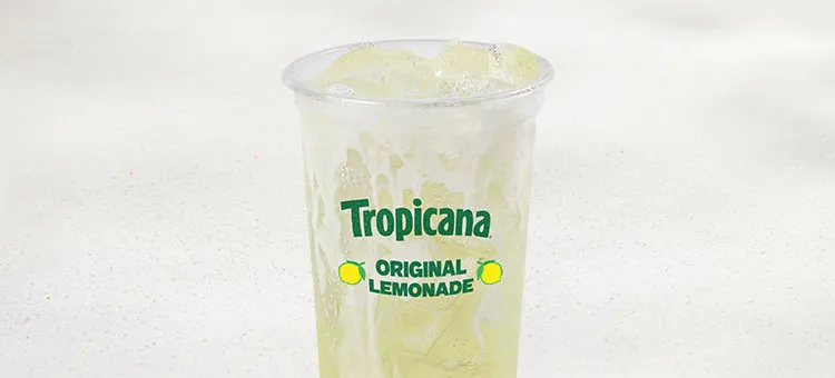 TROPICANA® Original dirty lemonade: A twist on Tropicana Original lemonade with sweet, vanilla creme swirled in.