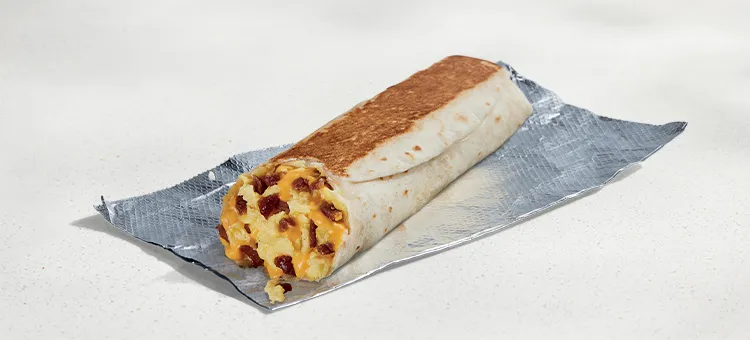 Cheesy Toasted Breakfast Burrito Bacon