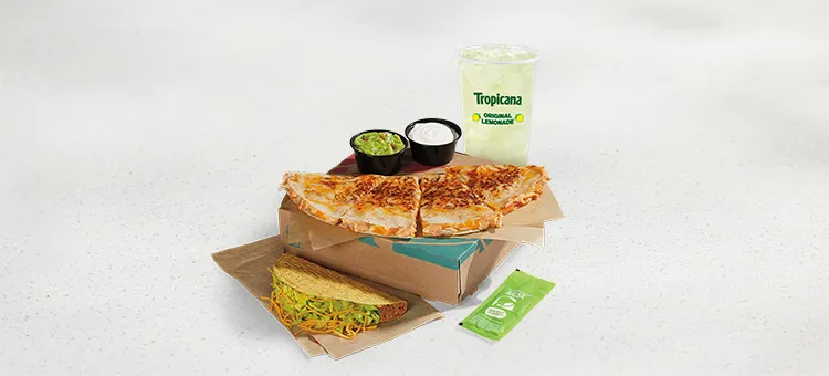 Cantina Chicken Quesadilla Meal: Includes a Cantina Chicken Quesadilla, an Avocado Verde Salsa packet, reduced-fat sour…
