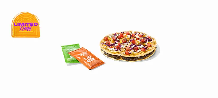 Cantina Veggie Mexican Pizza: A double portion of slow-simmered black beans layered between two crispy tortilla shells…