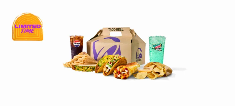 Luxe Together Box™: Includes a Seasoned Beef Grilled Cheese Burrito, a Chicken Chalupa Supreme, a Soft Taco, a Crunchy…