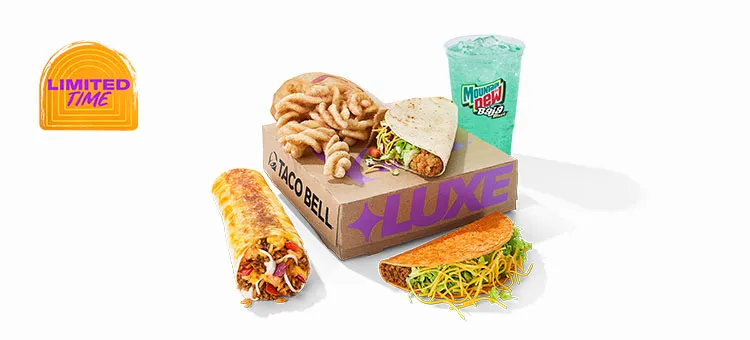 Discovery Luxe Box: Includes 1 Beef Grilled Cheese Burrito, 1 Nacho Cheese Doritos® Locos Taco, 1 Avocado Ranch Crispy…