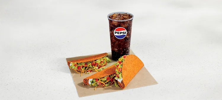 3 Doritos® Locos Tacos Supreme Combo: Includes 3 Nacho Cheese Doritos® Locos Tacos Supreme® and a Large Fountain Drink.