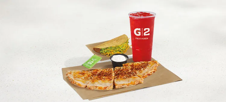 Cantina Chicken Quesadilla Combo: Includes a Cantina Chicken Quesadilla, an Avocado Verde Salsa packet, reduced-fat sour…