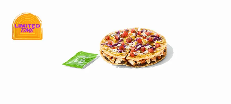 Cantina Chicken Mexican Pizza: Savory, slow-roasted chicken and slow-simmered black beans layered between two crispy…