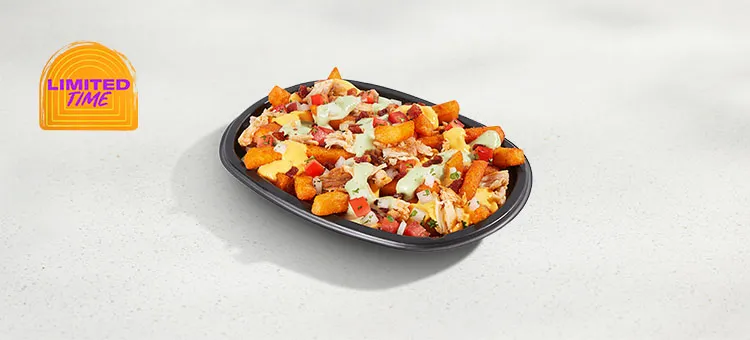 Chicken Bacon Ranch Nacho Fries: Golden, crisp Nacho Fries, savory, slow-roasted chicken, topped with flavorful bacon…