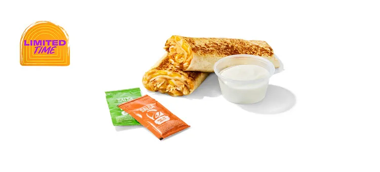 Cantina Chicken Rolled Quesadilla: A warm flour tortilla filled with savory slow-roasted chicken, a melty blend of…