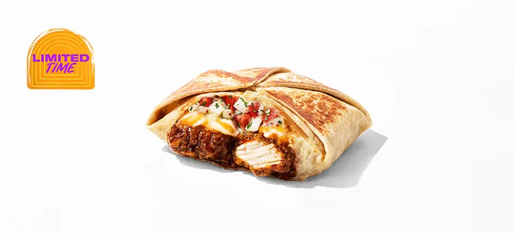 Sweet Chipotle Lime Crispy Chicken Crunchwrap: A warm flour tortilla filled with premium all-white-meat, marinated chicken…