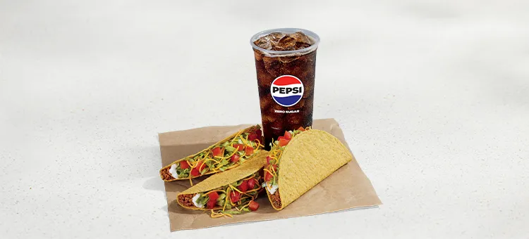 3 Crunchy Tacos Supreme® Combo: Includes three Crunchy Taco Supremes® and a Large fountain drink.
