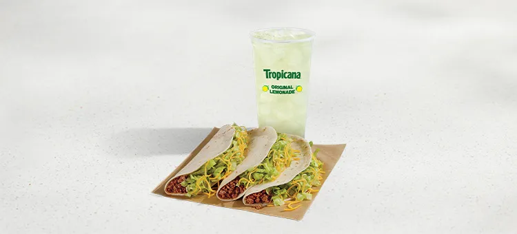 3 Soft Tacos Combo: Includes three Soft Tacos and a Large fountain drink.