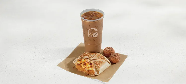 Breakfast Crunchwrap Combo: Includes a Bacon Crunchwrap®, a Cinnabon Delights® 2-pack, and a Medium fountain drink.