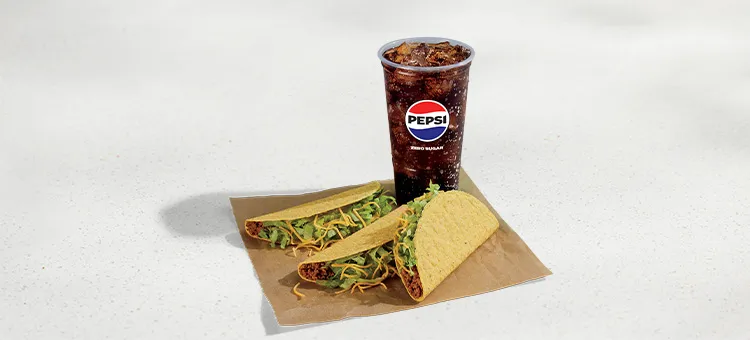 3 Crunchy Tacos Combo: Includes three Crunchy Tacos and a Large fountain drink.