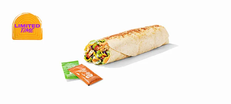 Cantina Chicken Burrito: A warm flour tortilla filled with double the savory, slow-roasted chicken*, Avocado Ranch & Creamy…