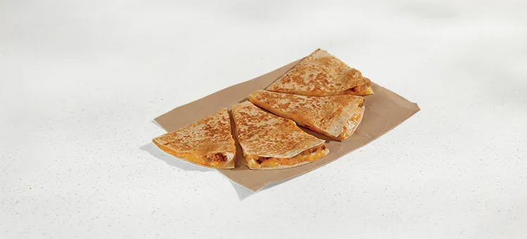 Chicken Quesadilla: A large flour tortilla filled with a blend of mozzarella, pepperjack, and cheddar cheeses, grilled…