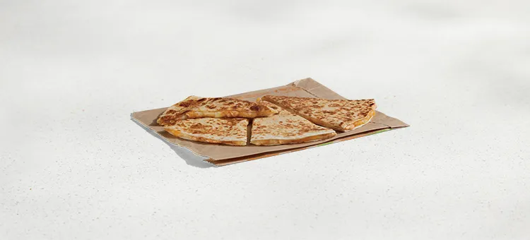 Cheese Quesadilla: A large flour tortilla filled with a blend of mozzarella, pepperjack, and cheddar cheeses, Creamy…