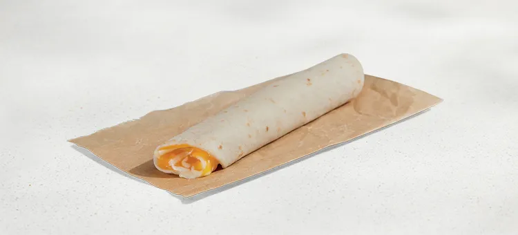 Cheesy Roll Up: A warm flour tortilla with a blend of mozzarella, pepperjack, and cheddar cheeses melted and rolled up…
