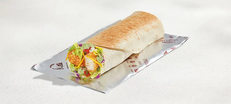 Avocado Ranch Crispy Chicken Burrito: A warm flour tortilla filled with premium all-white-meat, marinated chicken seasoned…