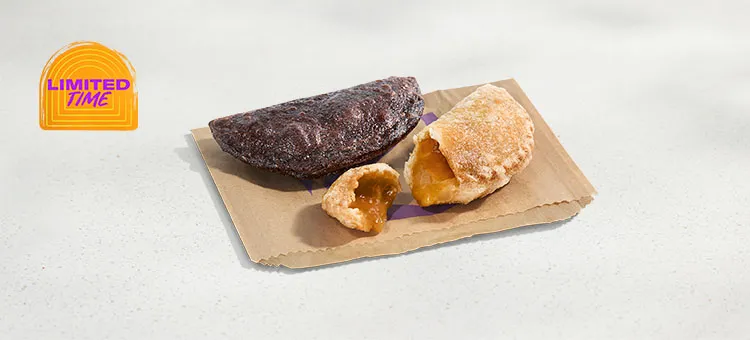 Chocolate Fudge & Caramel Empanadas: A set of two warm, crispy mini empanadas: one with salted caramel filling and one with…