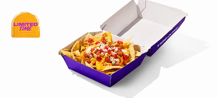 Chili Cheese Nachos: Warm-and-crispy tortilla chips topped with savory beef chili, warm nacho cheese sauce, shredded…