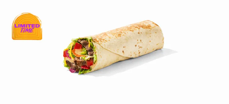 Fresca Creamy Jalapeno Steak Burrito: A warm flour tortilla filled with grilled, marinated steak, Creamy Jalapeno sauce…