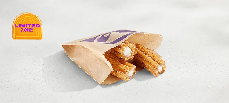 Cinnamon Sugar Churros 3pk: A pack of three warm, crispy cinnamon sugar dusted mini churros filled with a delicious, sweet…