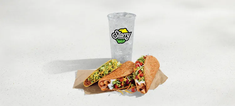 2 Chicken Chalupas Supreme Combo: Includes two Chicken Chalupa Supremes®, a Crunchy Taco, and a Large fountain drink.