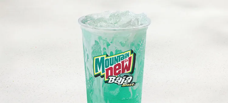 MOUNTAIN DEW® BAJA BLAST® dirty soda: A twist on our iconic Mountain Dew Baja Blast with a sweet, vanilla creme swirled in.