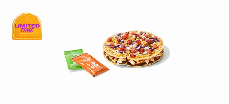Cantina Chicken Mexican Pizza: Savory, slow-roasted chicken and slow-simmered black beans layered between two crispy…