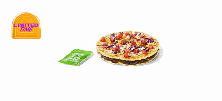 Cantina Veggie Mexican Pizza: A double portion of slow-simmered black beans layered between two crispy tortilla shells…