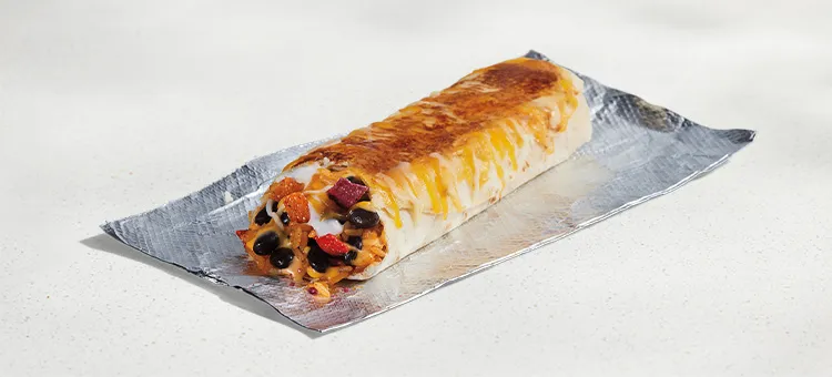Black Bean Grilled Cheese Burrito - Black Beans: A warm flour tortilla with slow-simmered black beans, warm Nacho Cheese…