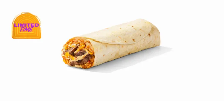 Melty Creamy Jalapeno Steak Burrito: A warm flour tortilla filled with grilled, marinated steak, Creamy Jalapeno sauce…