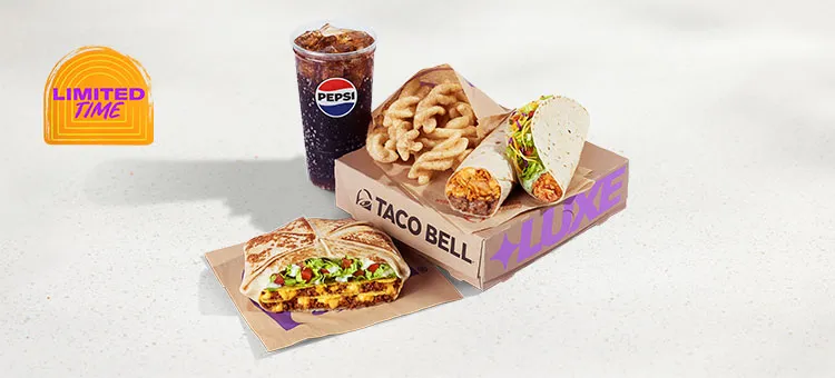 Discovery Luxe Box: Includes 1 Triple Double Crunchwrap, 1 Cheesy Bean and Rice Burrito, 1 Avocado Ranch Crispy Chicken…