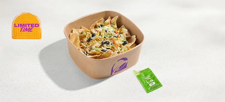 Cantina Chicken Verde Nachos: Cantina Chicken Verde Nachos served with an Avocado Verde Salsa Sauce packet.