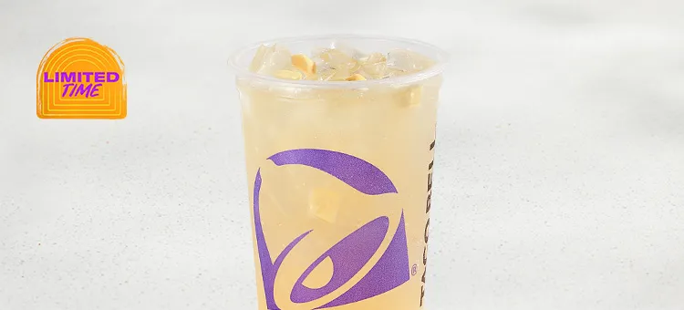 Mango Peach Limonada: A light and refreshing beverage crafted with tropical mango and juicy peach flavors, real…